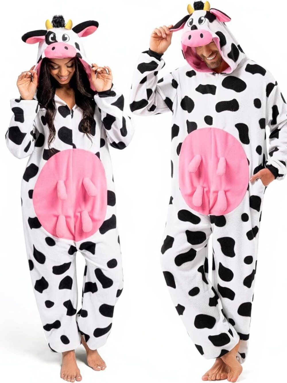 Adorable Dalmatian Dragon Cow Costume - Hooded Jumpsuit for Halloween Fun!